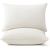puredown® Goose Feather Down Pillows, 100% Organic Cotton Cover, Luxury Hotel Collection Bed Pillows for Sleeping Set of 2, Standard Size