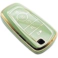 FEYOUN Key Fob Cover Compatible with Ford Escape Expedition Explorer F-150 F-250 F-350 F-450 F-550 Maverick Mustang Lincoln Aviator TPU Remote Keyless Key Fob Case Protection Shell Accessories, Green