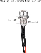 sourcing map 12V LED Indicator Light 8mm Panel Mount Metal Red Yellow Blue view 3
