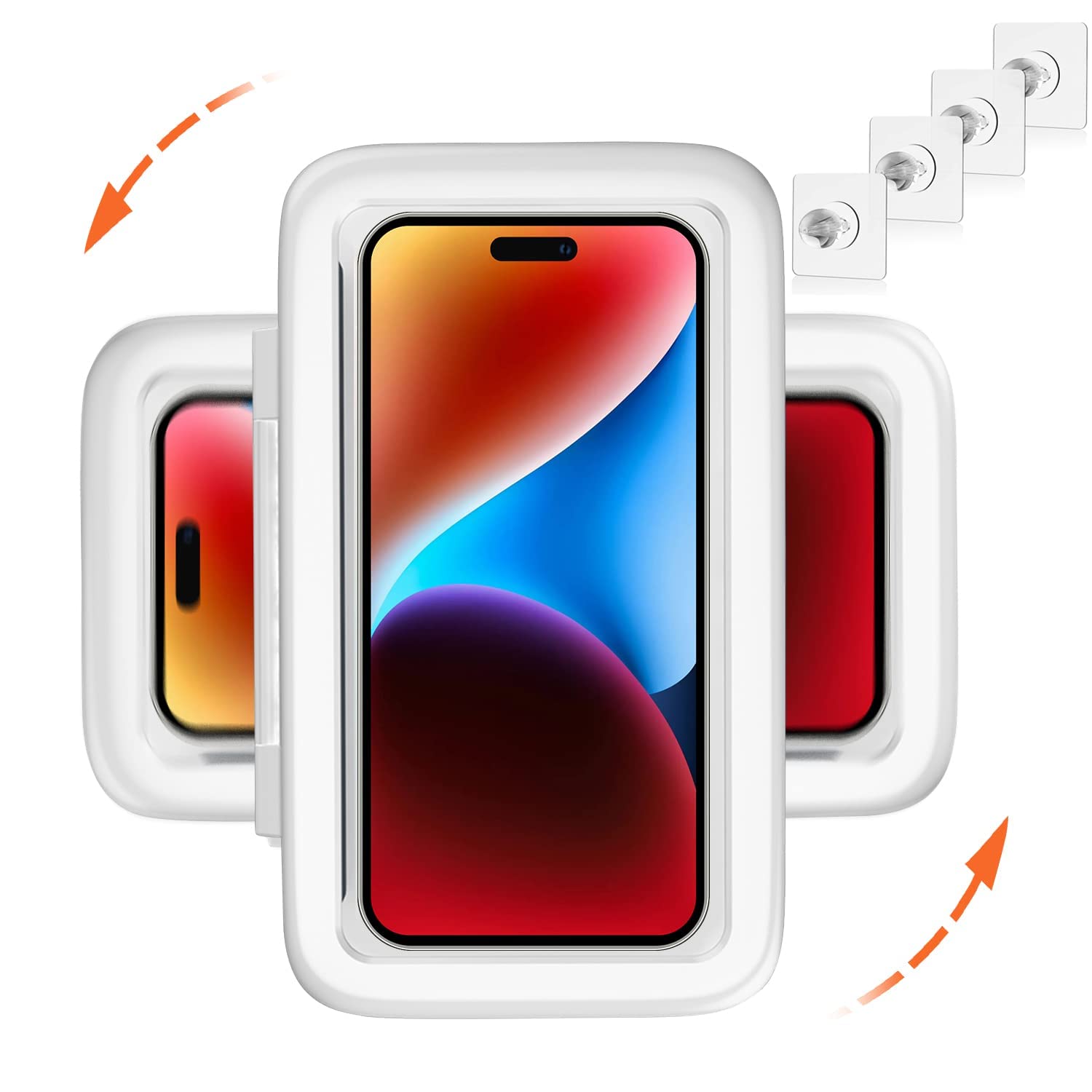 URROY Shower Phone Holder Waterproof, 480° Rotation Shower Phone Case, Anti-Fog High Sensitivity Bathroom Wall Mirror Kitchen Cover Mount for iPhone 14 13 12 11 Pro Max XS XR up to 7" Cell Phone