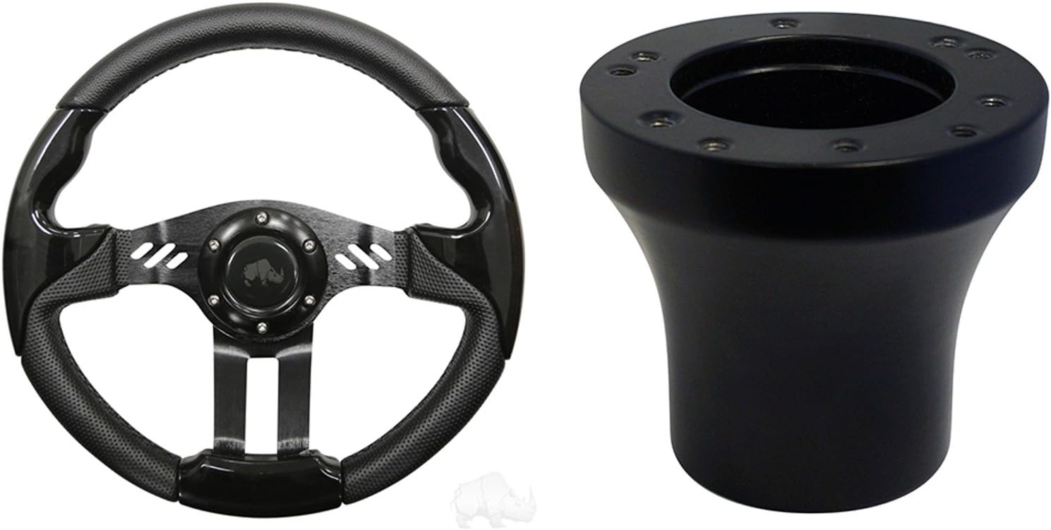 RHOX Club Car DS Aviator 5 Golf Cart Steering Wheel Kit (Black Grip with Black Spokes)