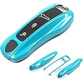 Aojezoor Miami Blue Key Fob Cover Compatible with Porsche Cayenne 2018-2025 Panamera 2017-2024 911 2019-2023 Taycan 2019-2024 Compatible with Porsche Key Cover