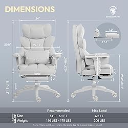 Dowinx Big and Tall Office Chair with Pocket Spring