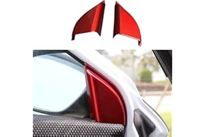 CEBAT 2PCS ABS Red A-Pillar Speaker Rings Cover Red Grain Front Door Horn Loudspeaker Decorations Circle Inner Trims For Honda HRV 2016-2022
