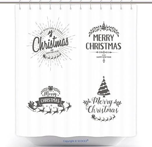 Amazon Com Vanfan Cool Shower Curtains Merry Christmas Lettering
