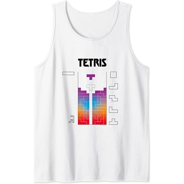 18x様TETRIS TEXT TANK TOP IN WHITE KIMYO : 키묘] TETRIS TEXT TANK TOP IN WHITE - SAMPLAS