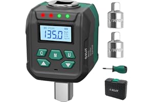 XLIT 1/2" Digital Torque Adapter Set with Socket Adapters (1/4", 3/8") - 5-99 ft-lb, ±2% Accuracy, Buzzer & LED Alerts, Worki