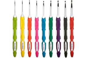 WEABETFU Ergonomic Crochet Hooks Set,Silicone Crochet Hook Knititng Needles for Arthritic Hands Premium Soft Grip Crochet Handles for Crocheting Yarn Craft Projects(2.0mm-6mm,Colourful)