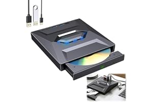7 in-1 External USB DVD Drive & Blu-Ray Player, External Blu-ray Drive USB 3.0 & Type-C, 6X Blu-ray Sd/Tf Card Slots for Lapt