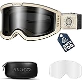 VOZAPOW Dirt Bike Goggles Anti Fog with Clear & Grey Lens, OTG Motocross Goggles for Motorcycle ATV Racing Men Women