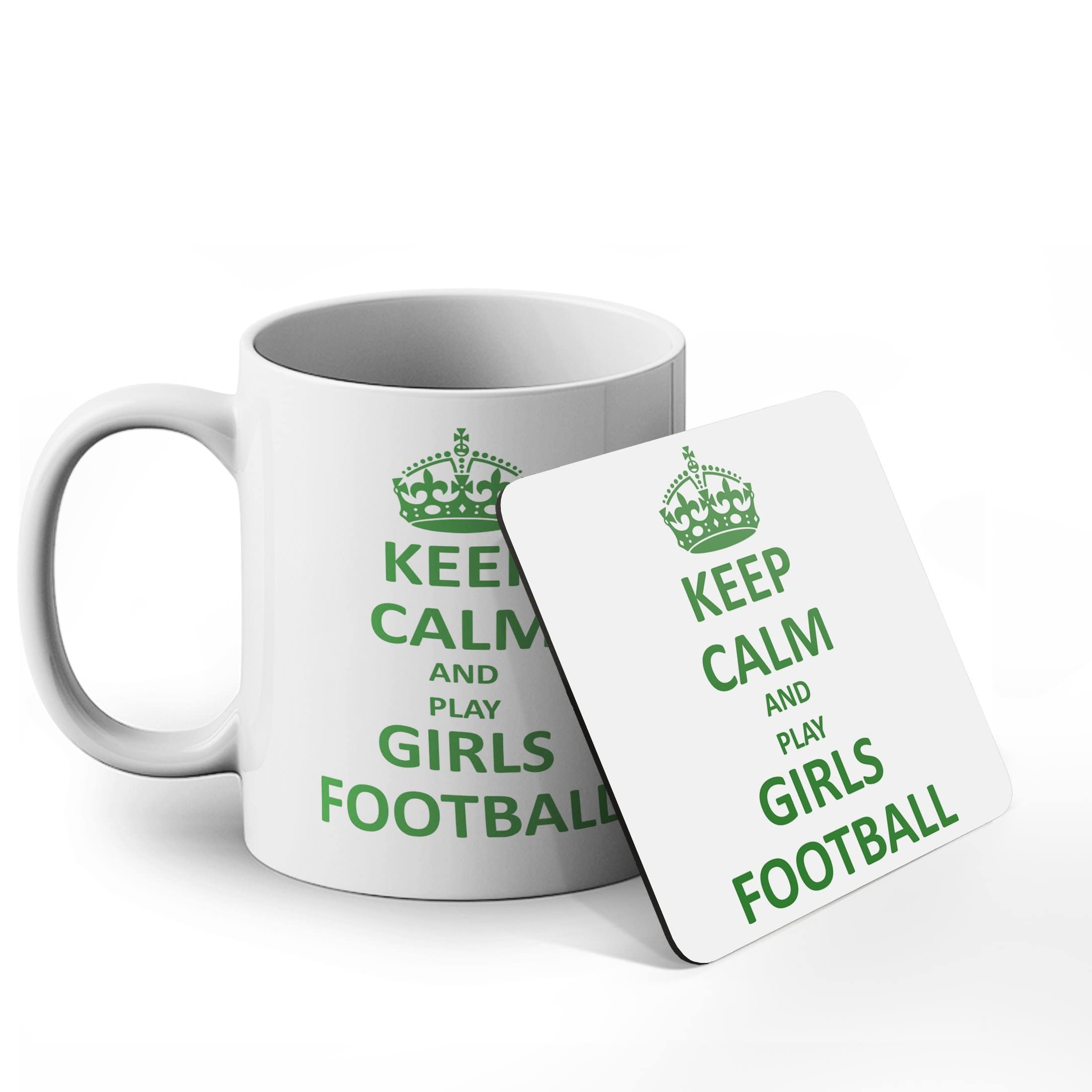 BWW Print - Keep Calm and Play Girls Football - Mug & Coaster Gift Set