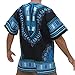 Raan Pah Muang Brand Unisex Bright African Black Dashiki Cotton Shirt, X-Small, Blue on Black