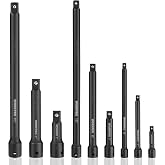 WORKPRO 9 PCS Impact Driver Extension Bar Set, 1/4", 3/8" and 1/2" Drive | Socket Extension, Premium Chrome Vanadium Steel with Black Phosphate Finish, Storage Tray Included