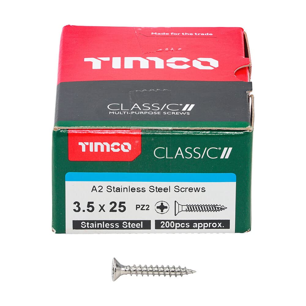 TIMCO Classic Multi-Purpose Screws - 3.5 x 25 - A2 Stainless Steel - Box of 200 — image 1
