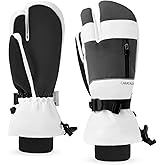 Caracaleap 3-Fingers Ski Mittens for Men & Women Winter Snow Mitts Waterproof Gloves Warm 3M Thinsulate