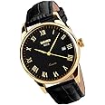 SKMEI Watch for Men Business Dress Classic Fashion Casual Black Leather Quartz Analog Waterproof Calendar Date Light Simple Wrist Watches Dad Fathers Gifts