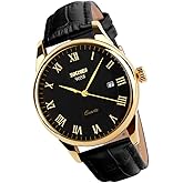 SKMEI Watch for Men Business Dress Classic Fashion Casual Black Leather Quartz Analog Waterproof Calendar Date Light Simple Wrist Watches Dad Fathers Gifts
