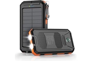 KAPURUI Power-Bank-Portable-Charger-Solar - 36800mAh Waterproof Portable External Backup Battery Charger Built-in Dual QC 3.0 5V3.1A Fast USB and Flashlight for All Phone and Electronic Devices (Deep Orange)