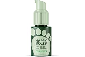 Happy Soles Foot & Shoe Deodorizer Powder Spray - Talc-Free, Vegan, Non-Aerosol Mess-Free Spray - Absorbs Sweat & Fights Odor with Bamboo & Tapioca - Long-Lasting Freshness & Comfort (Eucalyptus Mint)
