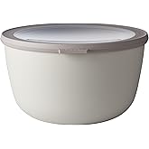 Mepal Cirqula 101oz/3,000ml Multi Food Storage & Serving Bowl with Transparent Lids | Perfect for Food Prep | Microwave & Dishwasher Safe | Nordic White | Made in Holland