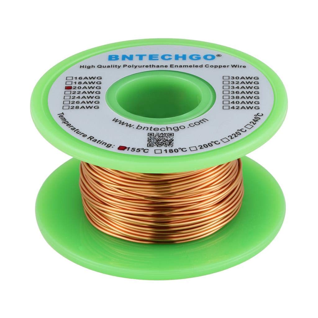 BNTECHGO 20 AWG Magnet Wire - Enameled Copper Wire - Enameled Magnet Winding Wire - 4 oz - 0.0315" Diameter 1 Spool Coil Natural Temperature Rating 155℃ Widely Used for Transformers Inductors