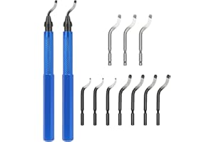 JOYFUL&HOPEFUL Deburring Tools Pack of 3, 6-1/2" Knurled Handle with 12pc Multiuse Blades Removing Burr for Metal Resin Plastic Copper Pipe…