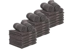 Casa Lino 24 Pack Wash Cloths Set, (12" X12) 100% Cotton wash Cloths, wash Cloths for Your face and Body, Highly Absorbent & fingertip Soft wash Cloths for Your face and Body, Charcoal