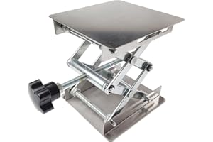 JENSWILL 4" x4" Lift Table Stainless Steel Lab Jack Stand Table Scientific Scissor Lifting Jack Platform Expandable Lift Height Range 50mm-160mm, Maximum Support Weight 10kg