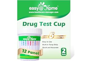 Easy@Home Drug Test Cup: 2 Pack at Home 12 Drug Test Kit, Testing for AMP, BUP, BAR, BZO, COC, MET, MDMA, MOP 300, MTD, OXY, PCP, THC 50, Including Marijuana/THC Tests for Home Use, #ECDOA3-6125B