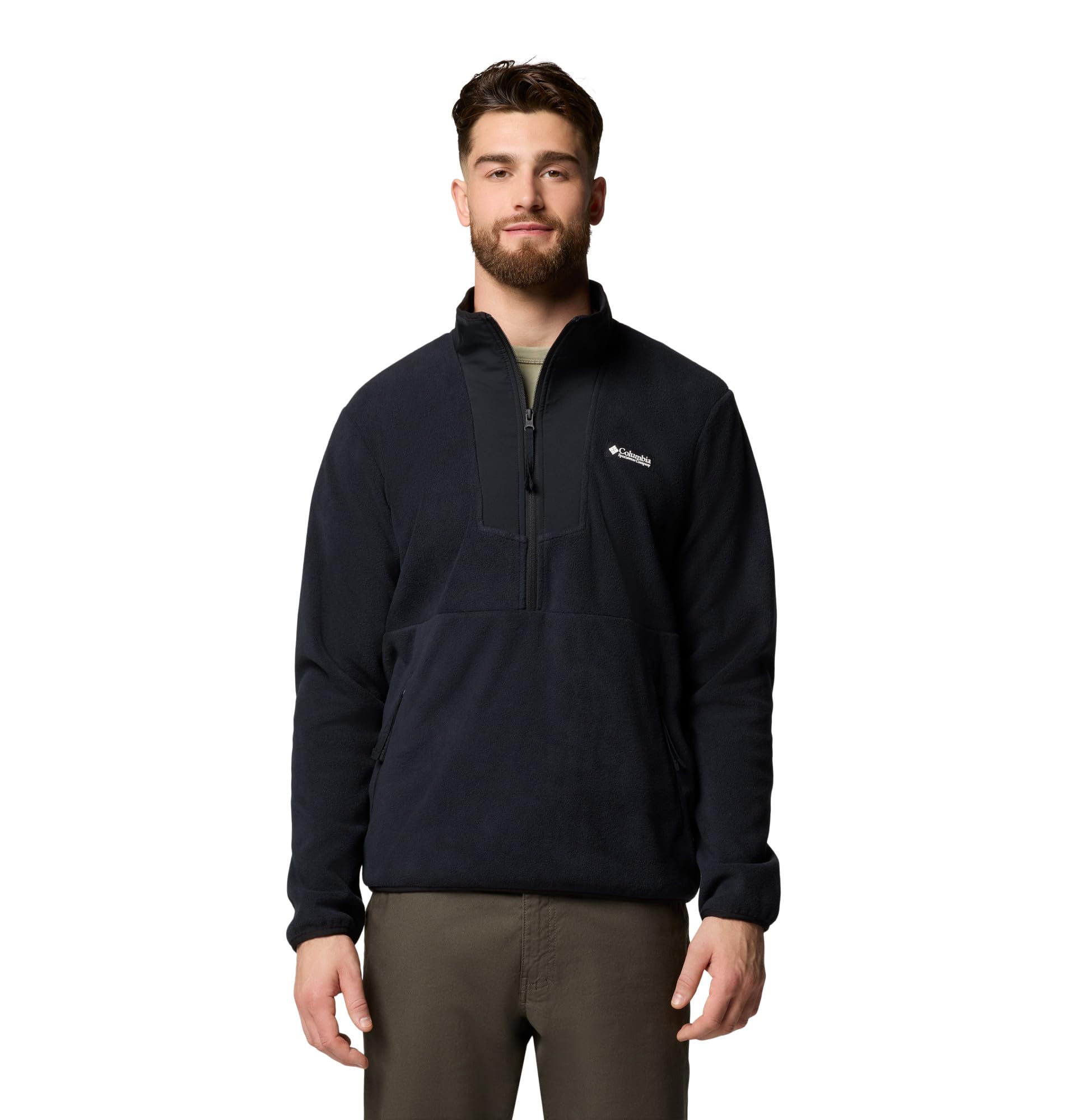 Columbia Mens Sequoia Grove Half Zip Fleece Jacket, Black, Small