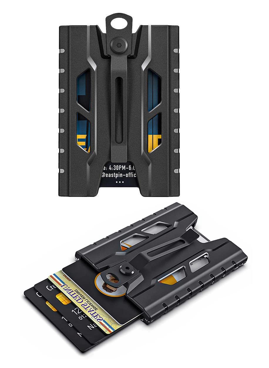 Badge Holder ID Card Holder Wallet, Holds Upto 4 Cards, Heavy Duty Credit Card ID Holder Lanyard Card Holder & Metal Clip, Batch Holder (Black)