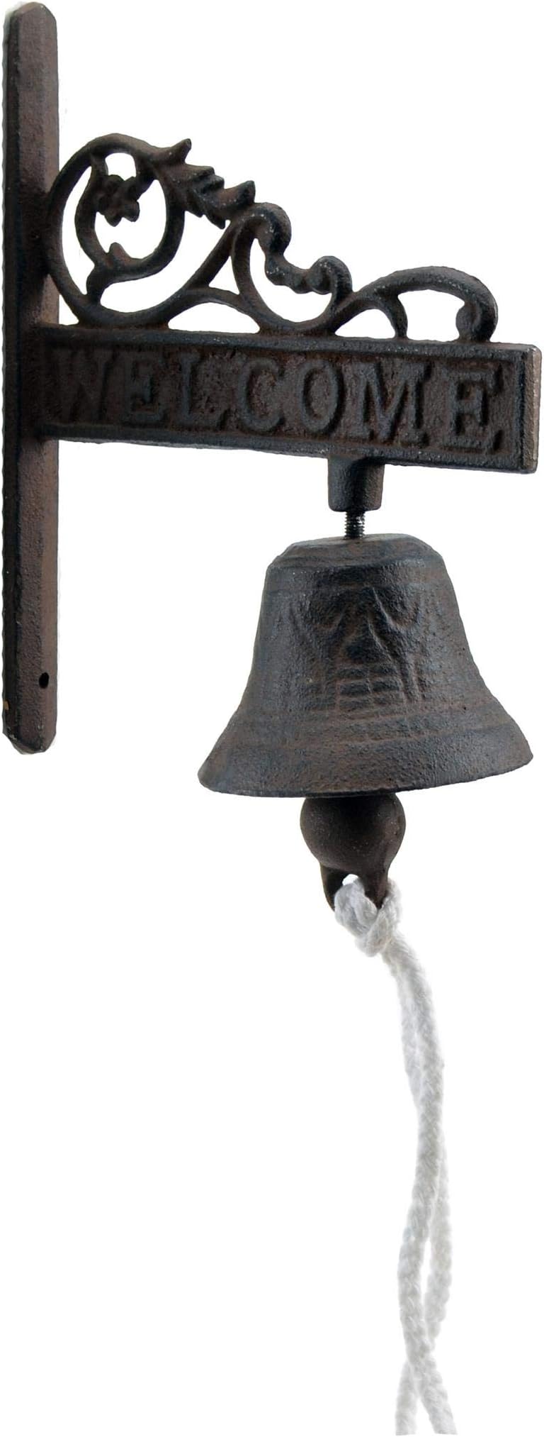 Cast Iron Dinner Bell Flower Vine Welcome Sign Distressed Brown
