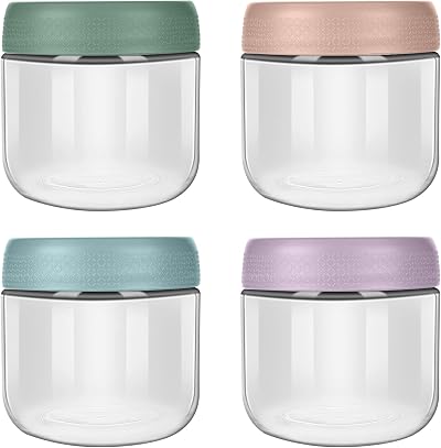 Aolso 4-Pack Glass Food Storage Containers 300ML Airtight Lids Reusable