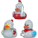 BOZILY 3 Pcs Knight Rubber Duck, 3 Styles Medieval Warrior Car Ornament | Themed Rubber Duck Sets Car Dashboard Decoration for Theme Parties, Carnival Decor, Funny Gifts for Veterans &amp; Duck Lovers