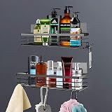 Orimade Shower Caddy 2 Pack with 5 Hooks Rustproof Stainless Steel Adhesive view 4