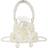 SHESRA Luxury Pearl Bag Chain Bag Purse Evening Bags, Artificial Pearl Clutch Handmade Bags for Party Wedding Bridal Travel 18