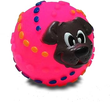 Super Dog Toy Plastic Squeaky Vinyl Dog Toy Ball with Colorful Bone Pattern