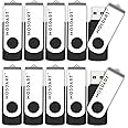 MOSDART USB2.0 128MB(NOT 128GB) Flash Drive, Swivel Design with LED Indicator, Keychain Loop, FAT32 Memory Stick for Data Storage, Black(Pack of 10)