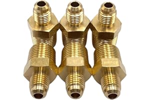BUMUGUFU 6 Pcs 1/4" Flare to 3/8" NPT Male Pipe Fitting Adapters,1/4 Inch Flare x 3/8 Inch NPT Male Half-Union Brass Pipe Fitting Pipe Connector for Refrigeration, Air and Gas System