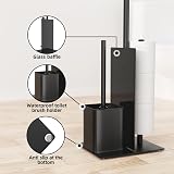 susswiff Toilet Roll Holder with Brush Stainless Steel Free Standing Black view 2