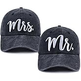Gomcdlwn 2PCS Matching Mr and Mrs Hats for Men Women, Funny Adjustable 3D Embroidered Newlywed Wedding Gifts Baseball Cap