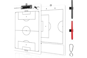 HIGHRAZON Soccer Coaches Clipboard, White Double-Sided Dry Erase Coach Clipboard, Soccer Whiteboard for Coaches, Lineup White Board with Marker for Coaches Gift
