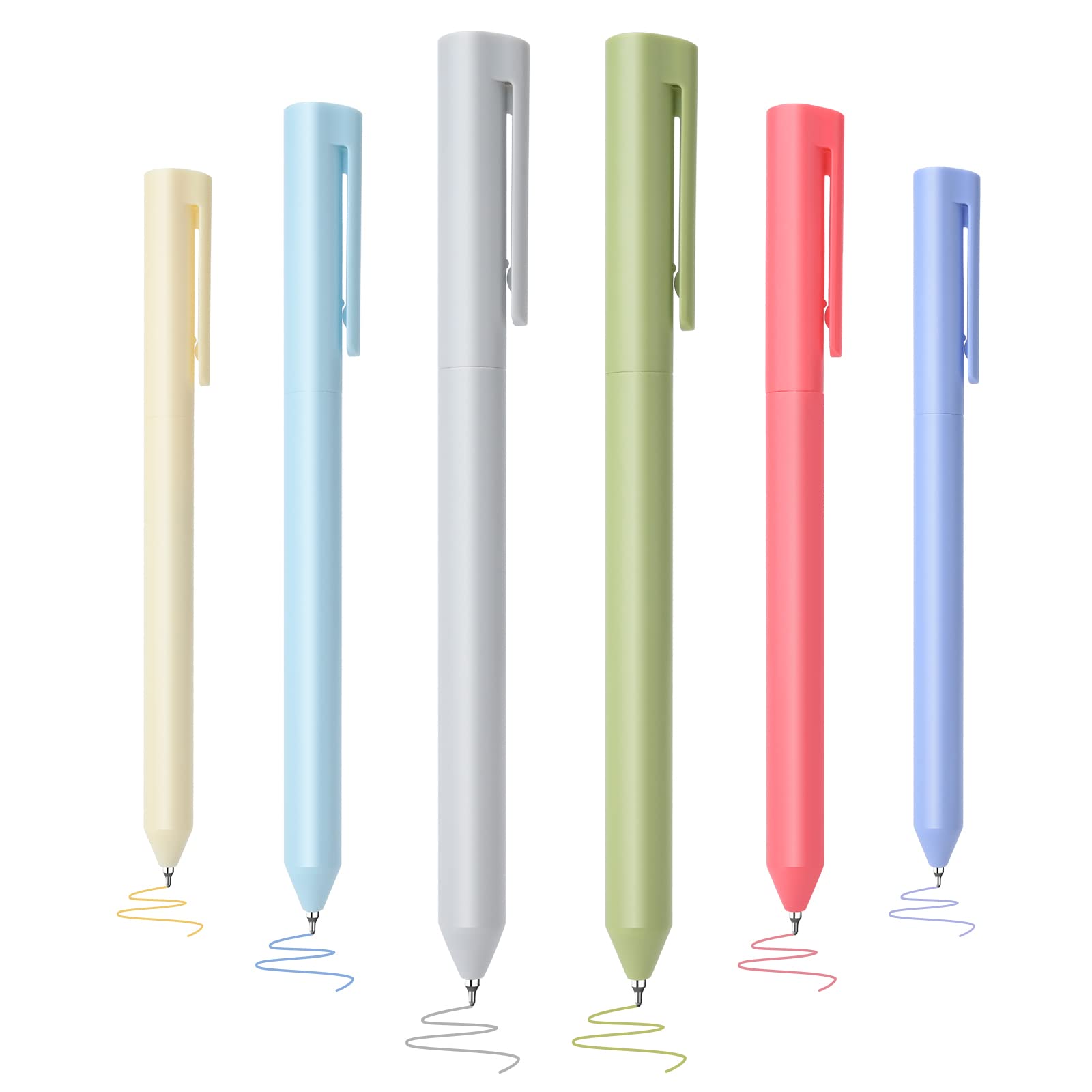 BAYTORY 6Pcs Upgrade Colored Gel Pens, Pastel Ink Colors, Quick Dry Ink Pen Fine Point 0.5mm Smooth Writing for School Supplies Journaling Notetaking Stationery