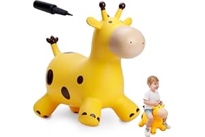 EVERICH TOY Giraffe Bouncy Horse Hopper for Toddlers, Bouncy Animals Jumping Horse, Inflatable Ride on Bouncer Hopping Toys Gifts for Boys Girls 18 Months 2 3 4 5 6 Years Old