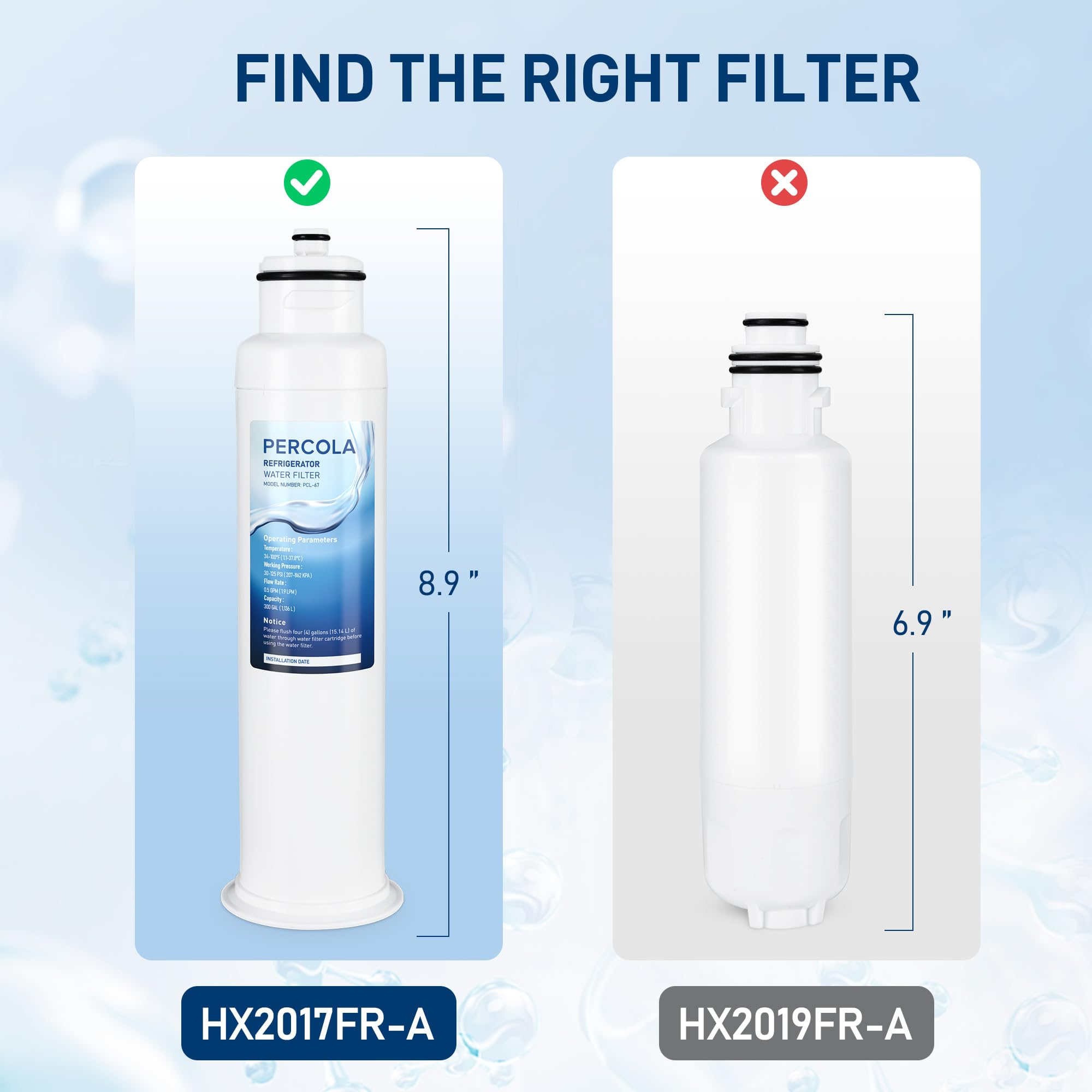 HX2017FR-A/HX2017F-A Water Filter, Compatible with Hisense® HRF266N6CSE1, HRF266N6CSE, HRF209N6CSE, HRF254N6TSE, HRF254N6DSE Twist-In Refrigerator Models (1 Pack)