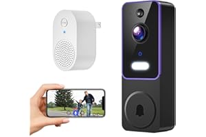 MeshSear Wireless Video Doorbell with Indoor Receiver, Enhanced Security with AI Human Detection, 2-Way Audio, Night Vision,Real-Time Alerts, Cloud Storage, Smart Home Protection (Purple)