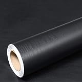 Hode Matt Black Vinyl Wrap 30x200cm, Self Adhesive Wood Effect Contact Paper