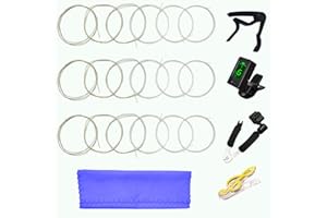 JYSUN Classical Guitar Strings 3 Full Sets Clear Nylon with Tuner, 3 in 1 Restringing Tool, Capo, Music Book Clip, Cleaning Cloth