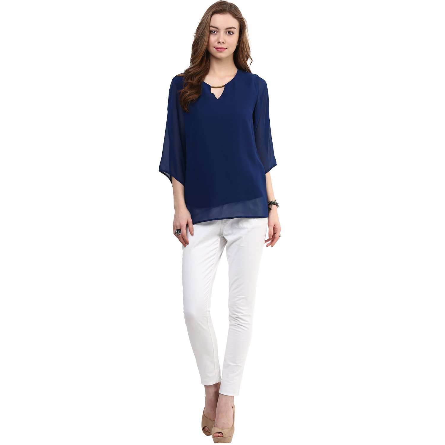 rare women blue georgette top (ep1038)