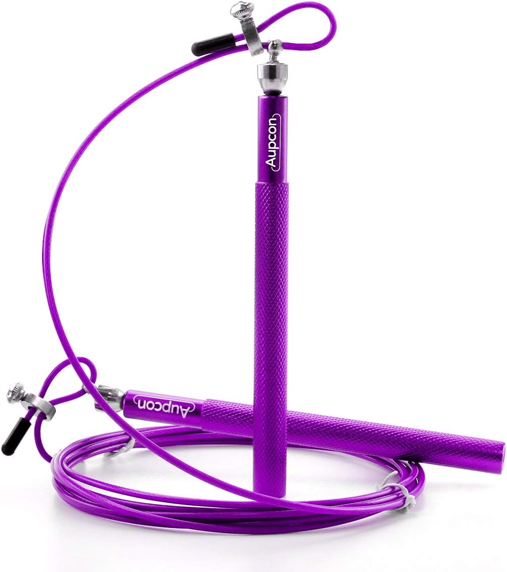 AUPCON Speed Skipping Rope Crossfit - 360° Swivel Ball Bearing Jump Rope Adjustable Workout for Speed Jumping Double Unders, Exercise, WOD, Outdoor, MMA & Boxing Training